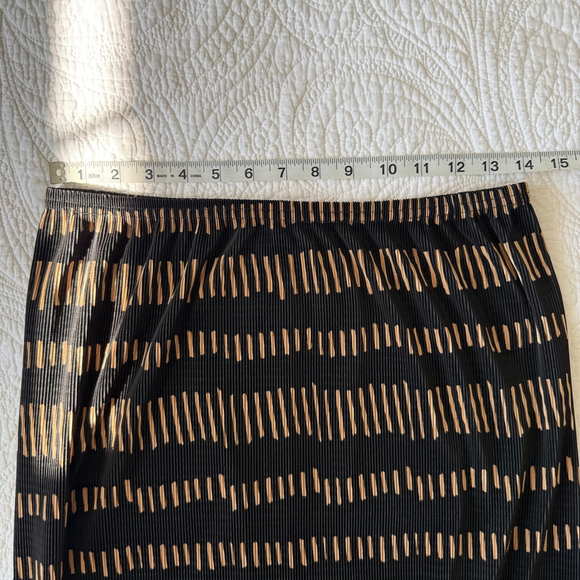 Vintage Carroll Reed Black Gold Pleated Midi Skirt Womens Size Medium 90s - Picture 7 of 9